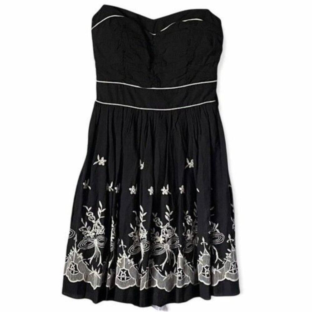 Speechless Strapless Black Embroidered Fit & Flare Party Dress Juniors 5